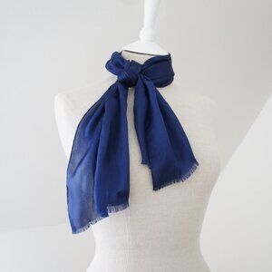 Vintage Echo 100% Silk Dark Navy Blue Long Lightweight Neck Scarf